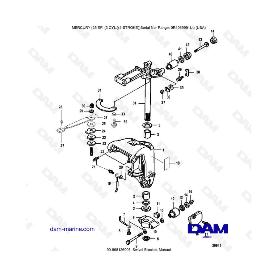 Mercury 25 EFI - Swivel bracket, manual