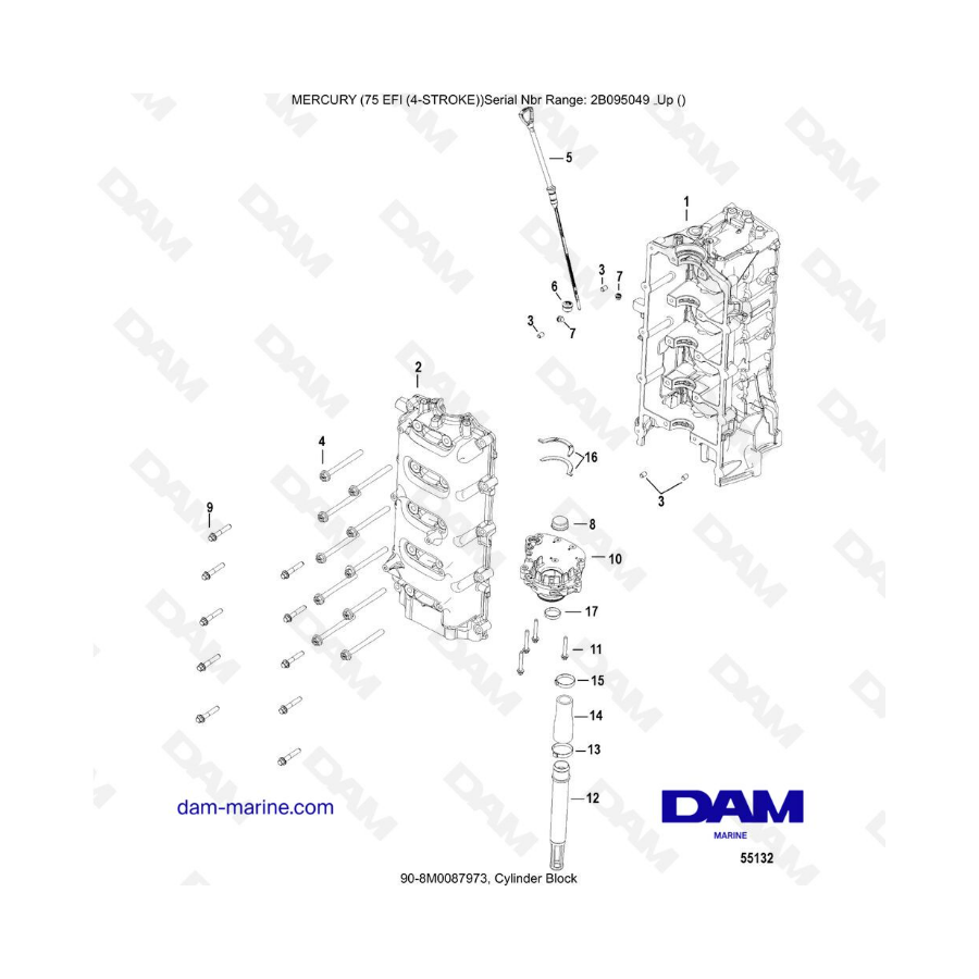 Mercury 75 EFI - Cylinder block