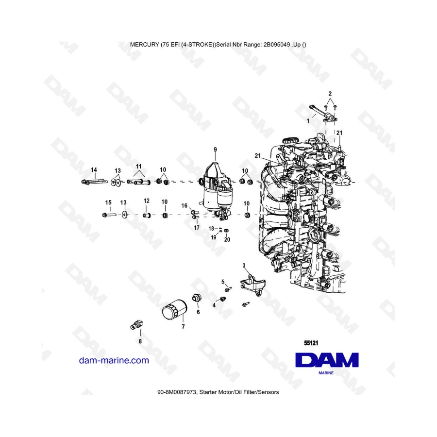 Mercury 75 EFI - Starter Motor/Oil Filter/Sensors