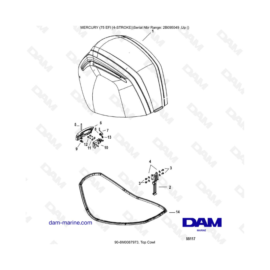 Mercury 75 EFI - Top cowl