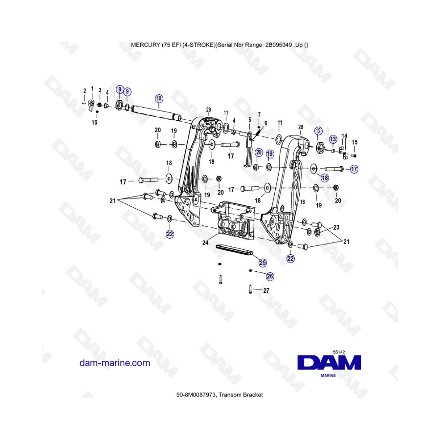 Mercury 75 EFI - Transom bracket