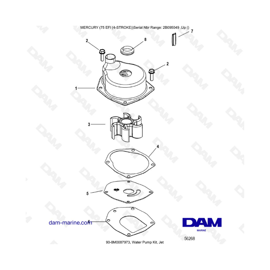 Mercury 75 EFI - Kit bomba de agua, surtidor