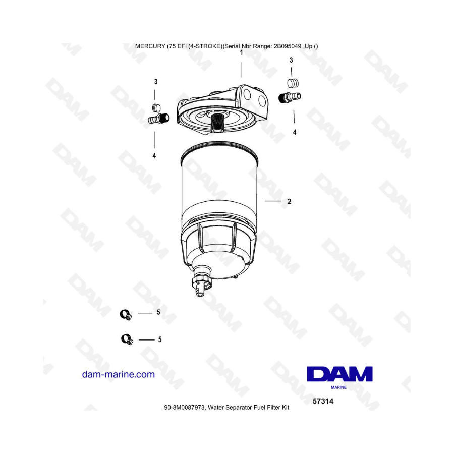 Mercury 75 EFI - Kit de filtro de combustible separador de agua