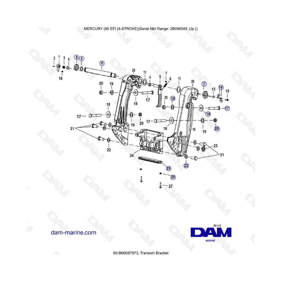 Mercury 90 EFI - Transom bracket