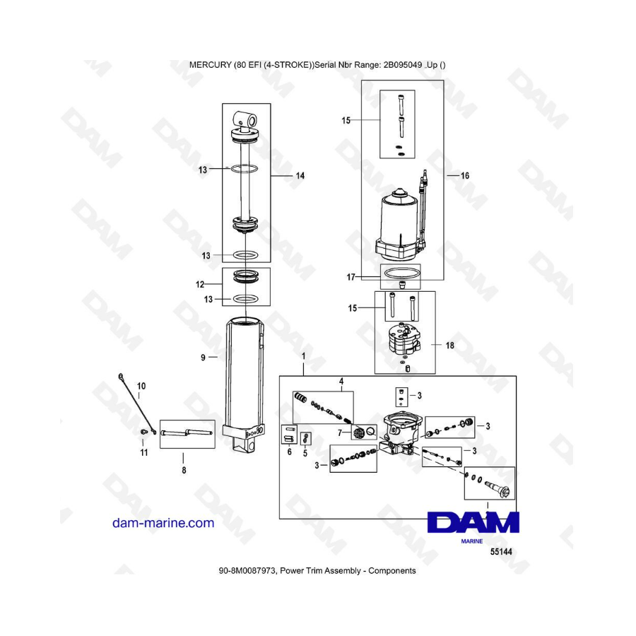 Mercury 90 EFI - Power trim assembly - components