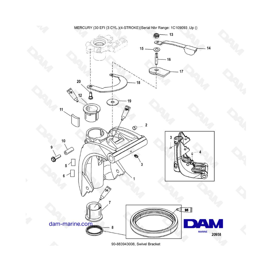 Mercury 30 EFI - Soporte giratorio