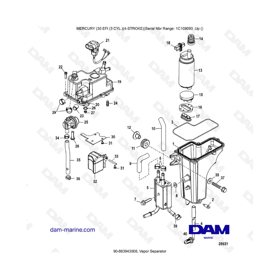 Mercury 30 EFI - Separador de vapor