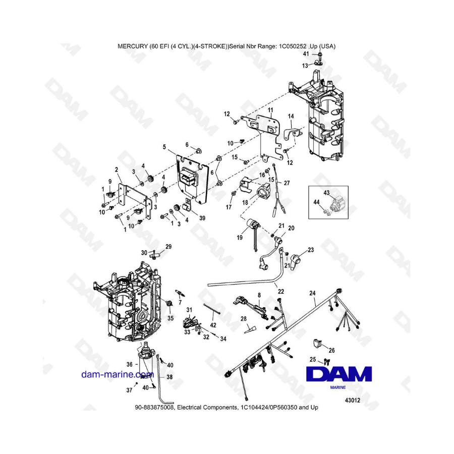 Mercury 60 EFI - Electrical Components, 1C104424/0P560350 and Up