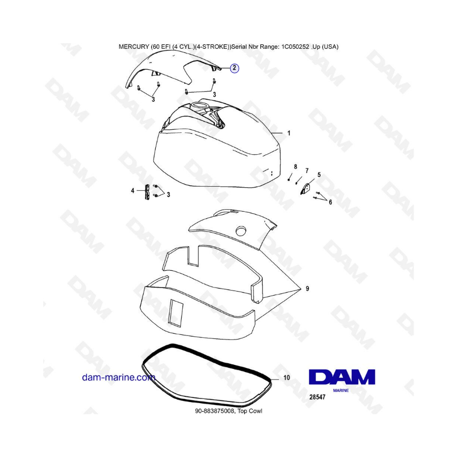 Mercury 60 EFI - Top cowl