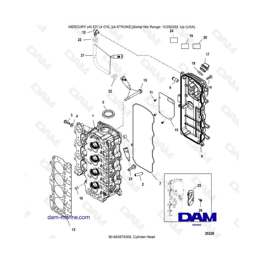 Mercury 40 EFI - Cylinder head