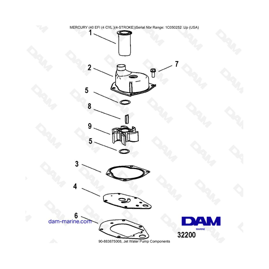 Mercury 40 EFI - Jet Water Pump Components