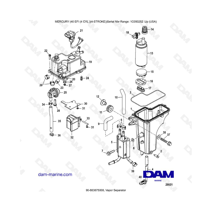 Mercury 40 EFI - Separador de vapor