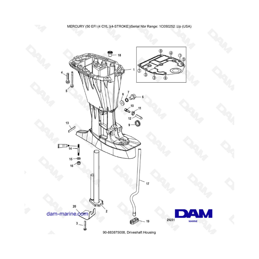 Mercury 50 EFI - Caja del eje de transmisión