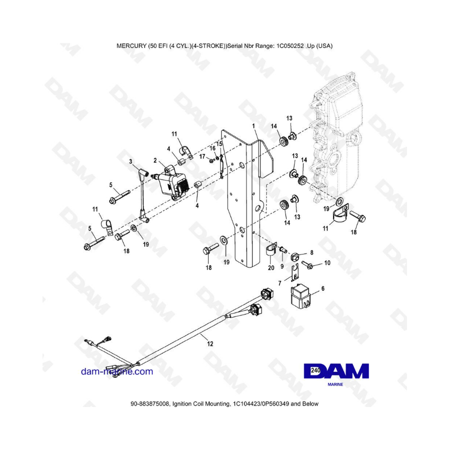 Mercury 50 EFI - Ignition Coil Mounting (old)