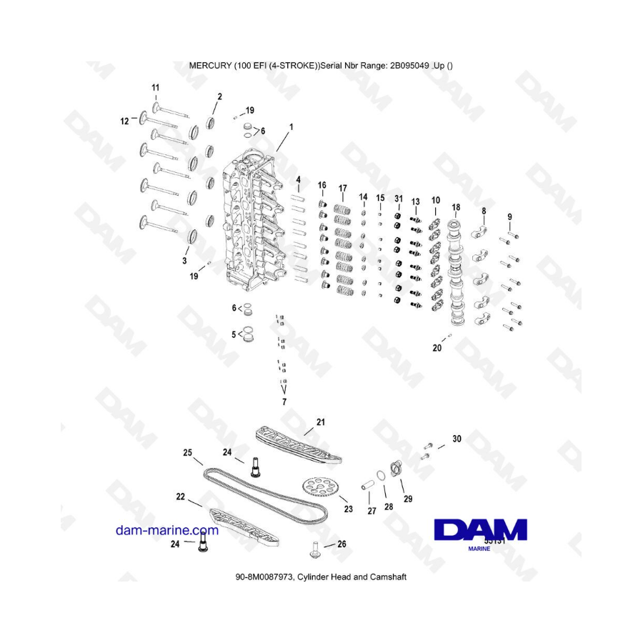 Mercury 100 EFI - Cylinder Head and Camshaft Cover