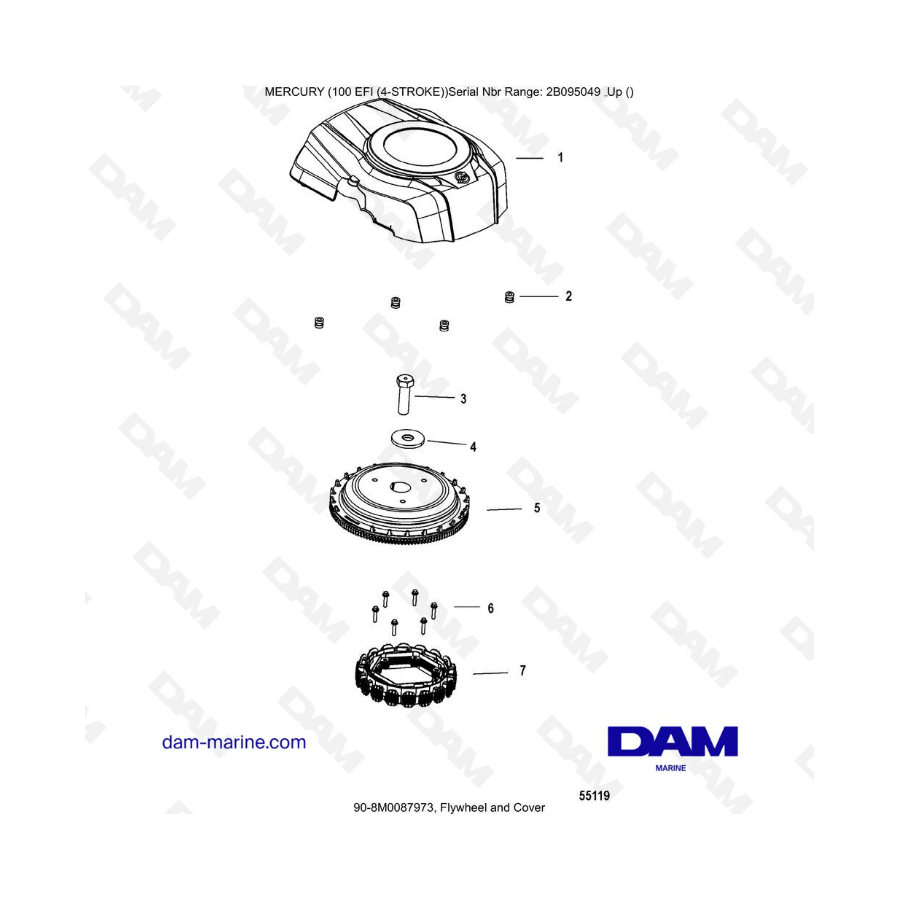 Mercury 100 EFI - Flywheel & cover