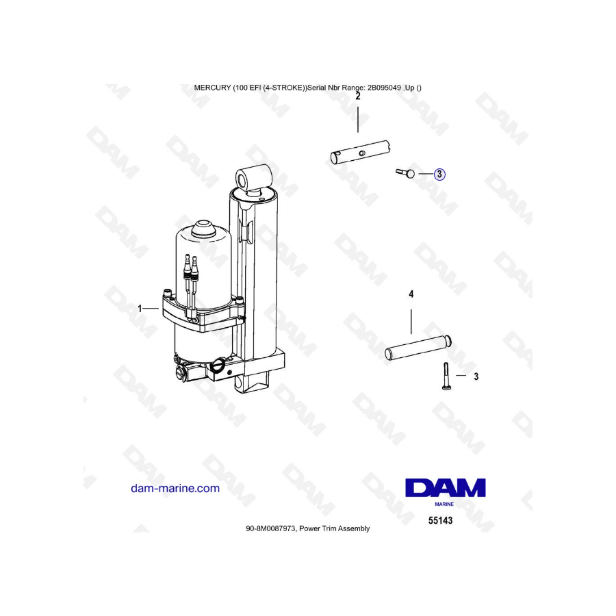 Mercury 100 EFI - Conjunto de compensación hidráulica