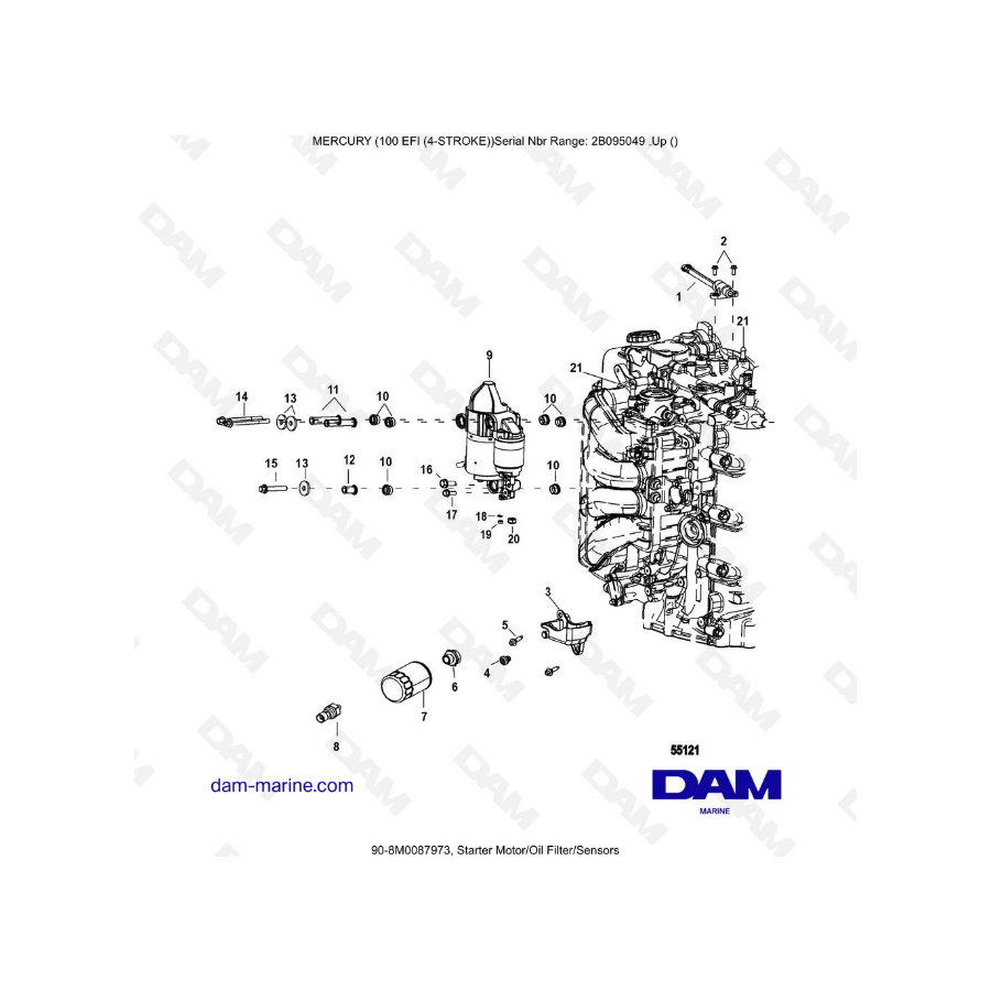 Mercury 100 EFI - Starter Motor/Oil Filter/Sensors