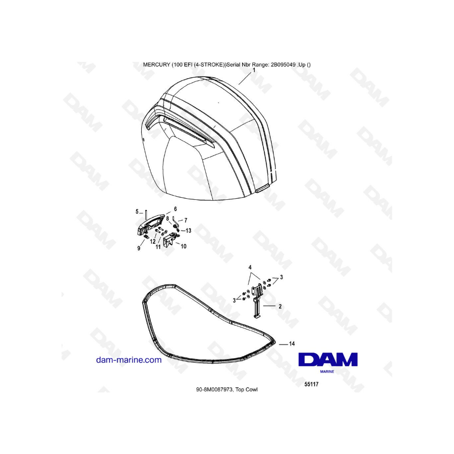 Mercury 100 EFI - Top Cowl