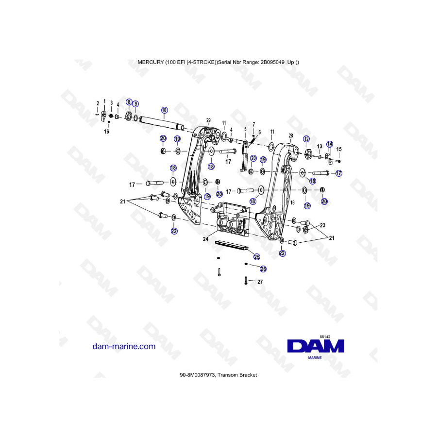 Mercury 100 EFI - Transom bracket