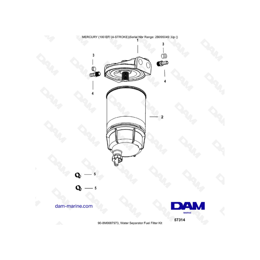 Mercury 100 EFI - Kit de filtro de combustible separador de agua