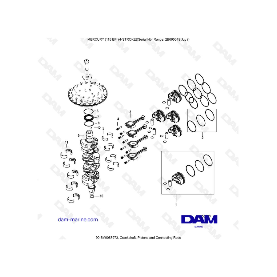 Mercury 115 EFI - Crankshaft, Pistons and Connecting Rods