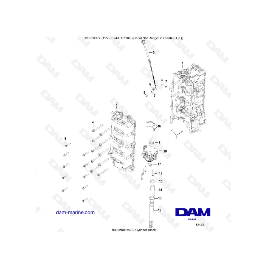 Mercury 115 EFI - Cylinder Block