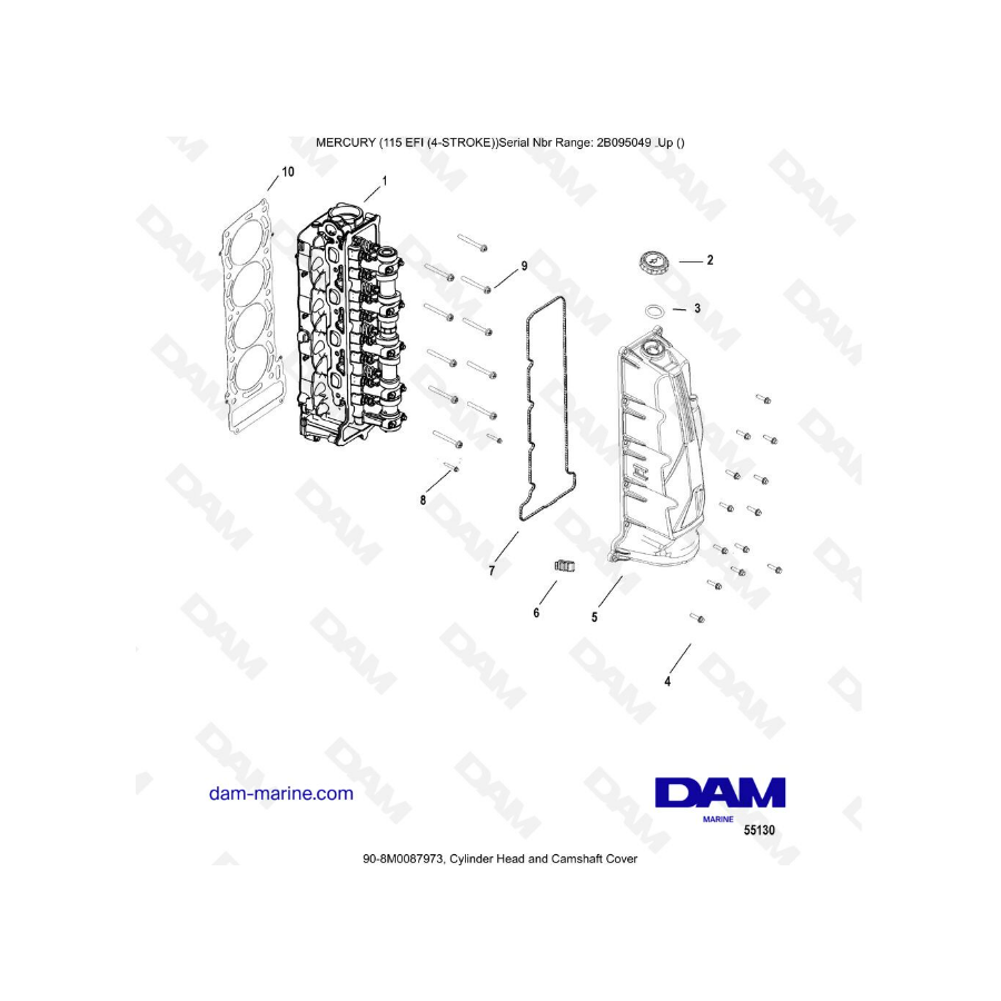 Mercury 115 EFI - Cylinder Head and Camshaft Cover