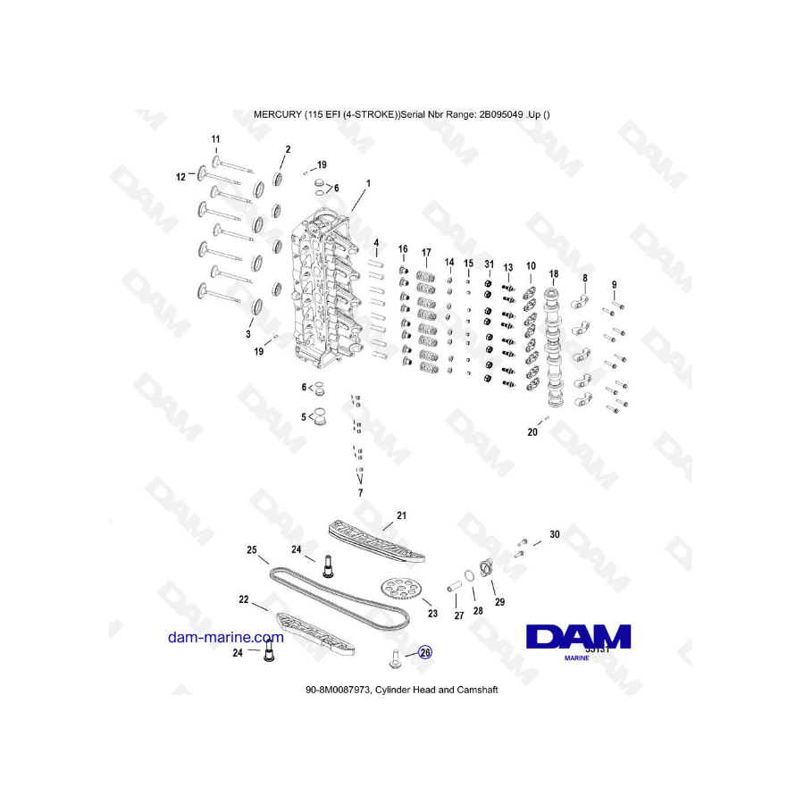 Mercury 115 EFI - Cylinder Head and Camshaft