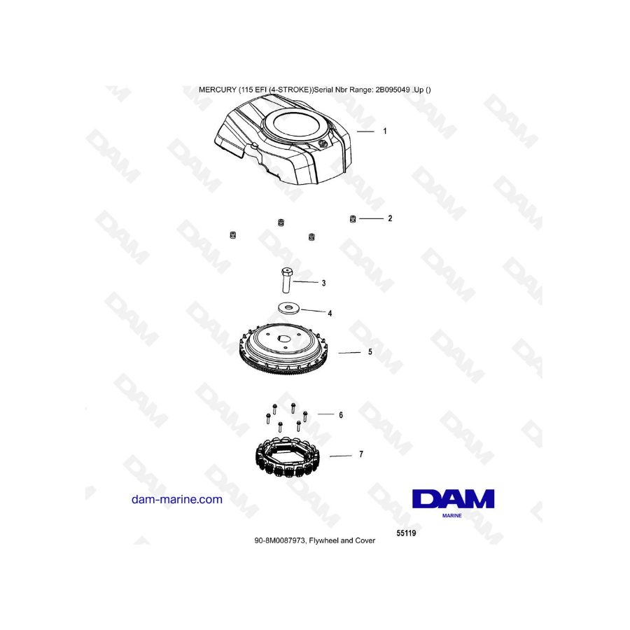 Mercury 115 EFI - Flywheel and Cover