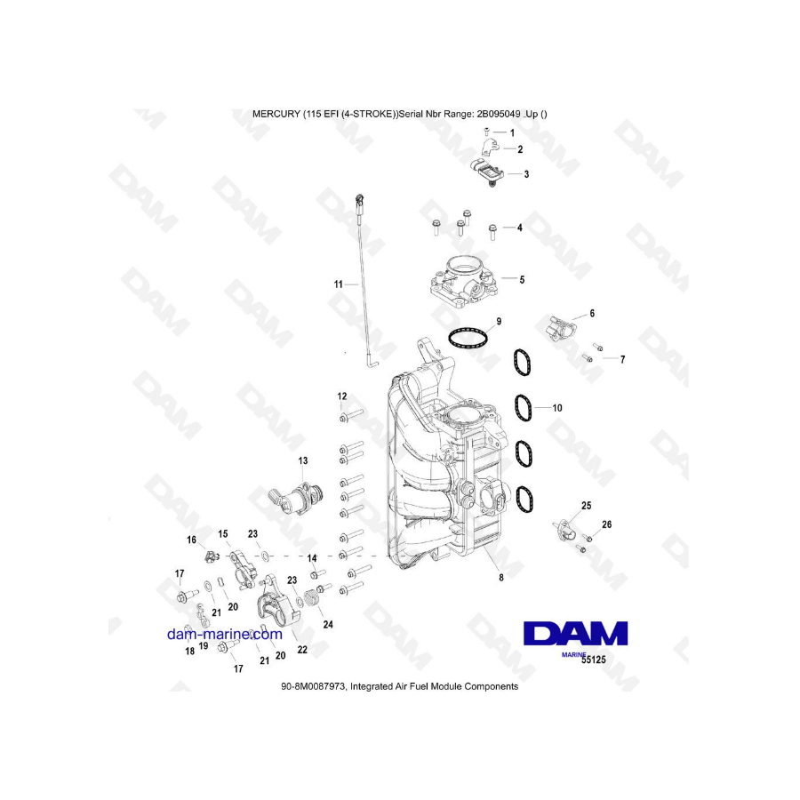 Mercury 115 EFI - Componentes del módulo de combustible de aire integrado