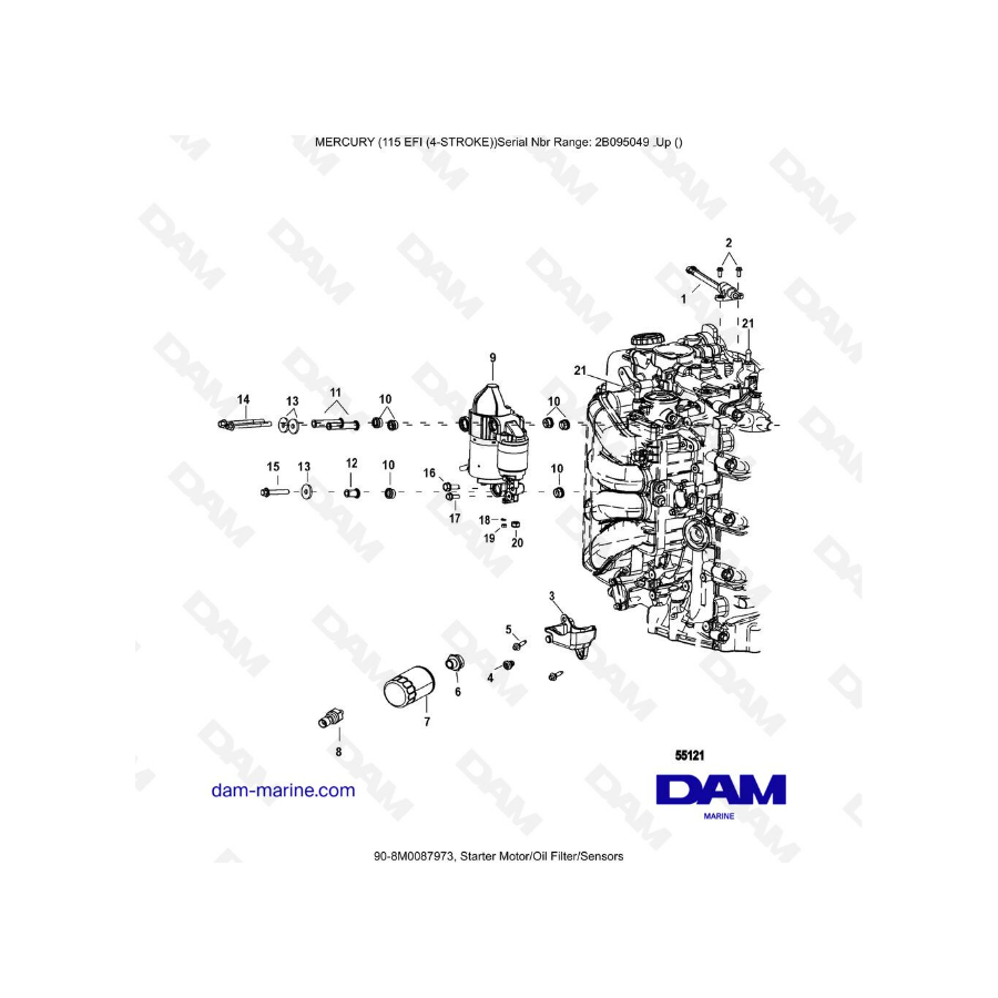 Mercury 115 EFI - Starter Motor/Oil Filter/Sensors