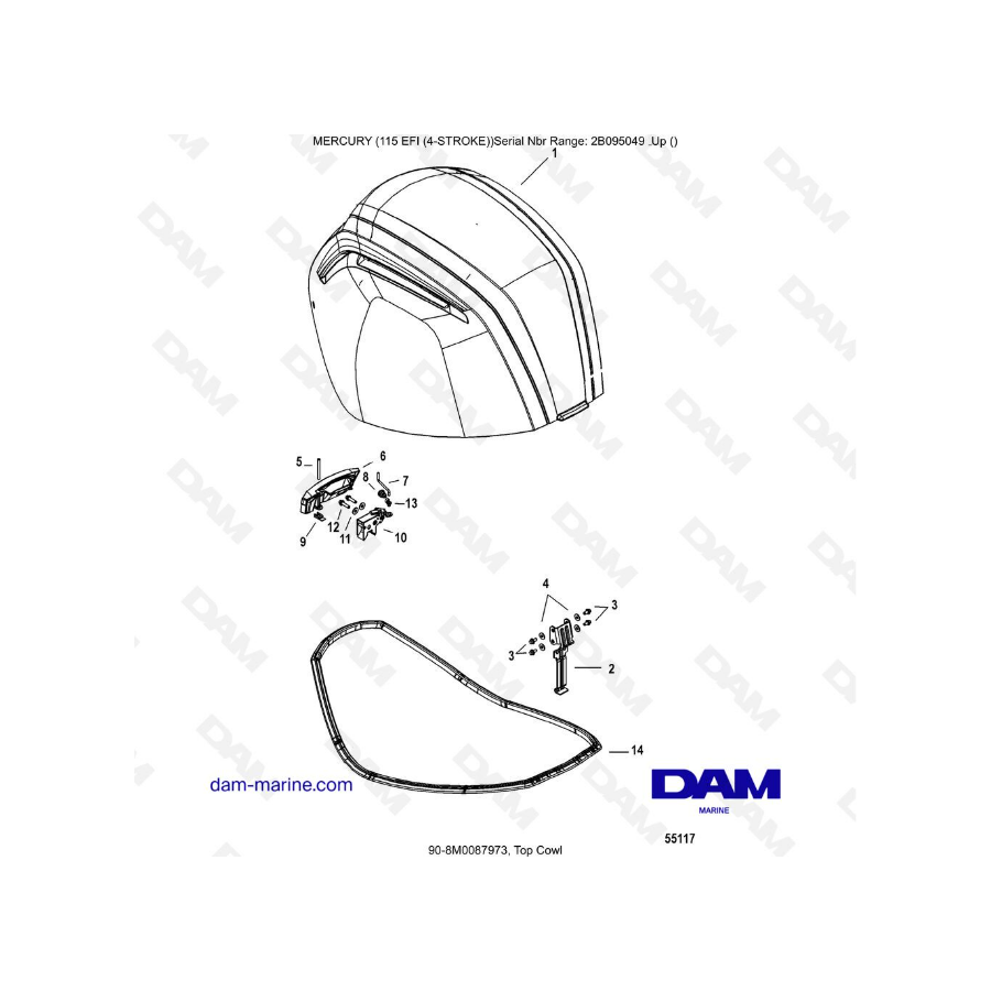 Mercury 115 EFI - Carenado superior