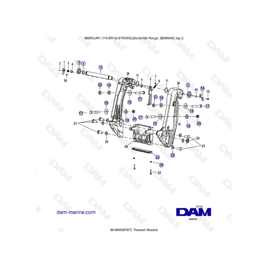 Mercury 115 EFI - Transom bracket