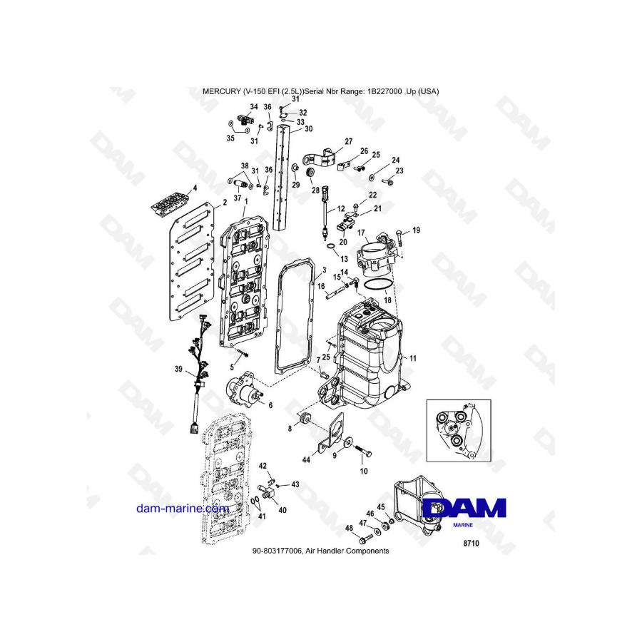 Mercury V-150 EFI (2.5L) - Air Handler Components