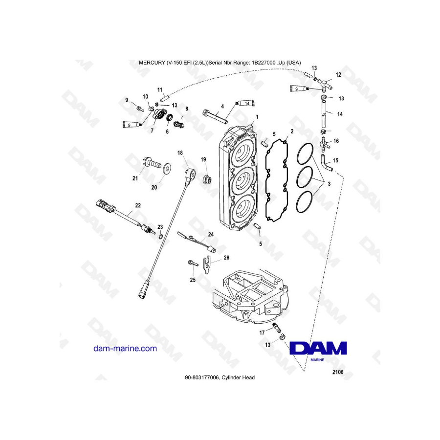 Mercury V-150 EFI (2.5L) - Culata