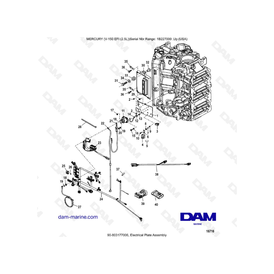 Mercury V-150 EFI (2.5L) - Conjunto de placa eléctrica