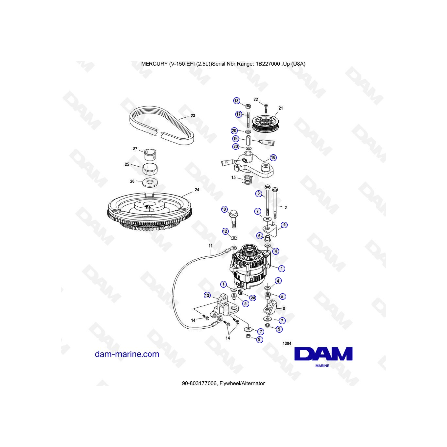 Mercury V-150 EFI (2.5L) - Flywheel/Alternator