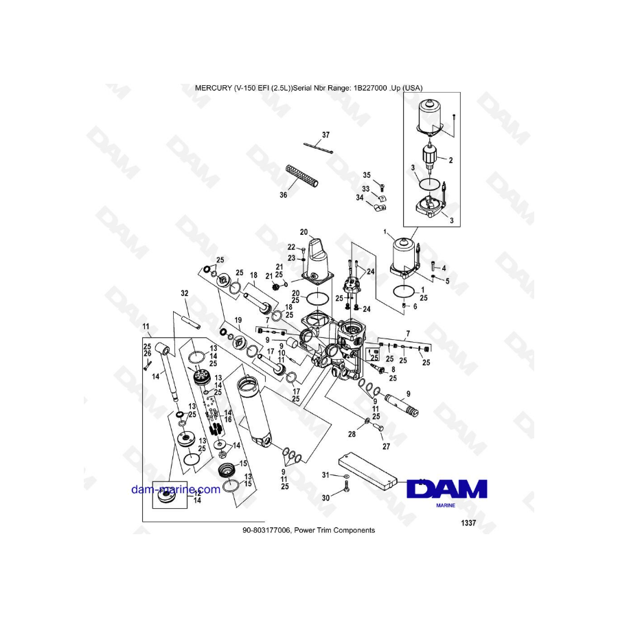 Mercury V-150 EFI (2.5L) - Power trim components