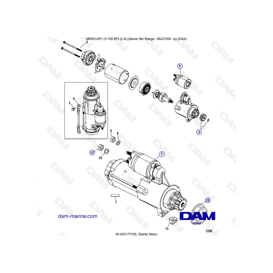 Mercury V-150 EFI (2.5L) - Motor de arranque