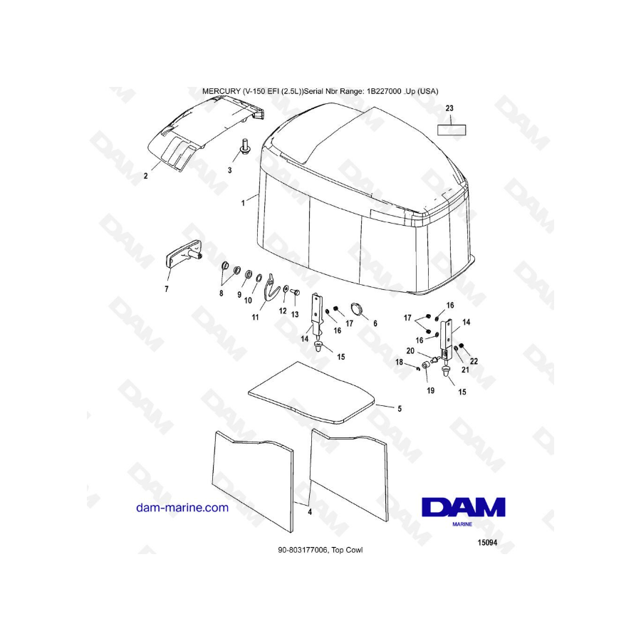 Mercury V-150 EFI (2.5L) - Cubierta superior