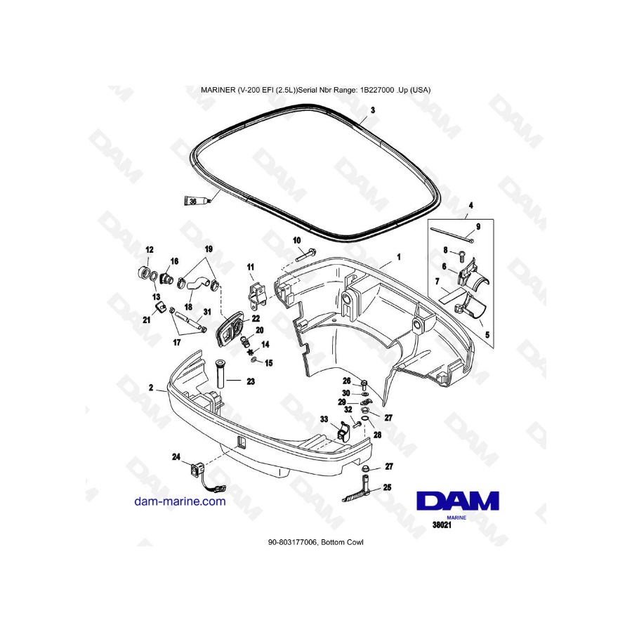 Mercury V-200 EFI (2.5L) - Bottom Cow