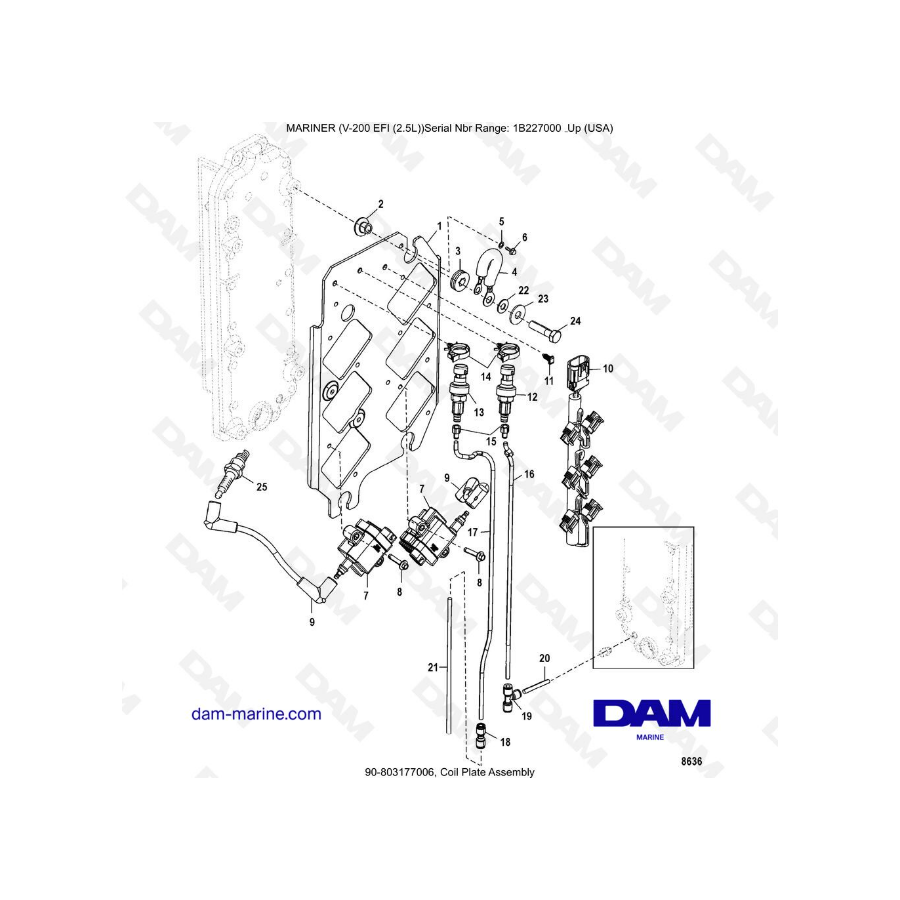 Mercury V-200 EFI (2.5L) - Coil plate assembly