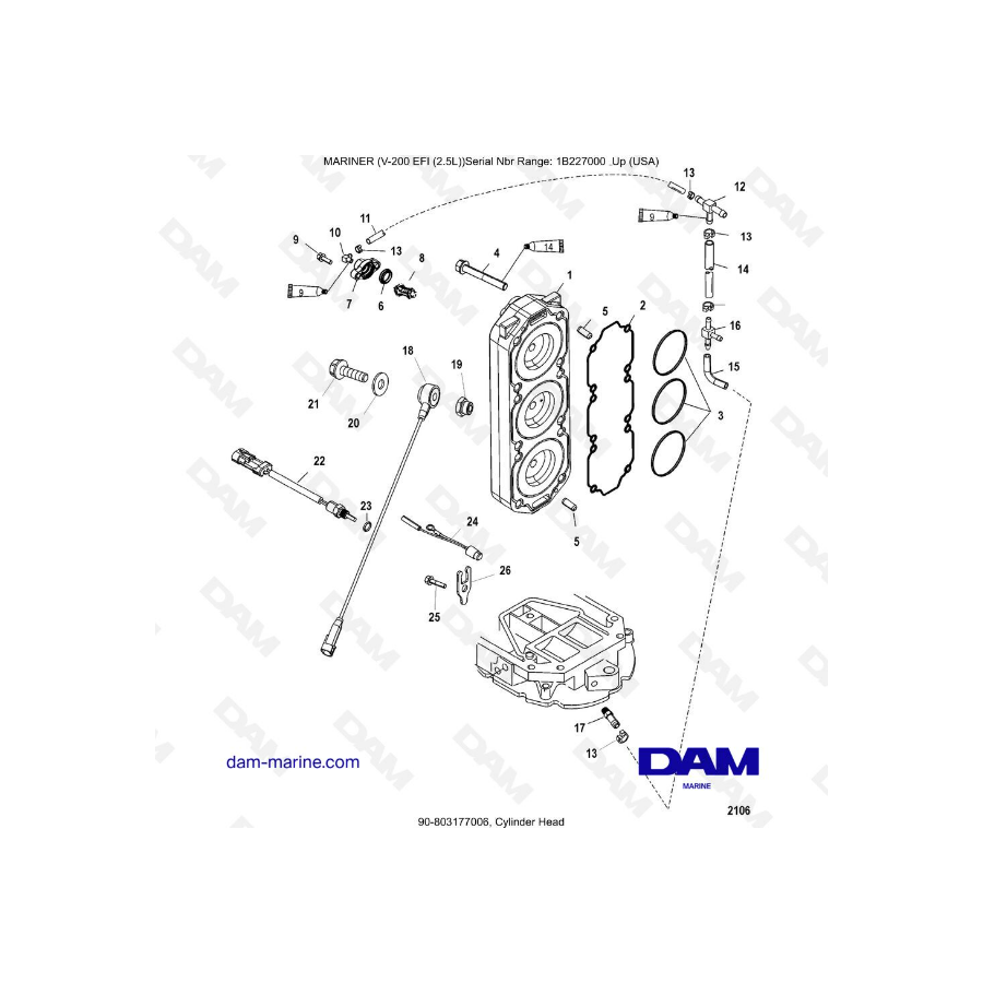 Mercury Mariner V-200 EFI (2.5L) - Cylinder head