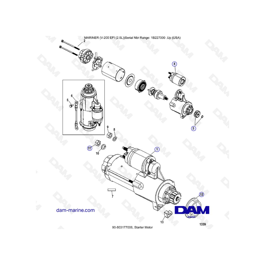 Mercury Mariner V-200 EFI (2.5L) - Starter Motor