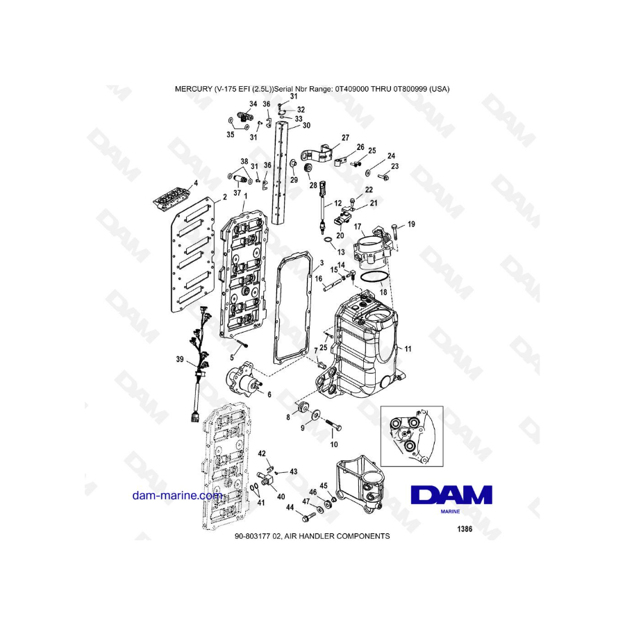 Mercury Mariner V-175 EFI (2.5L) - Air handler components