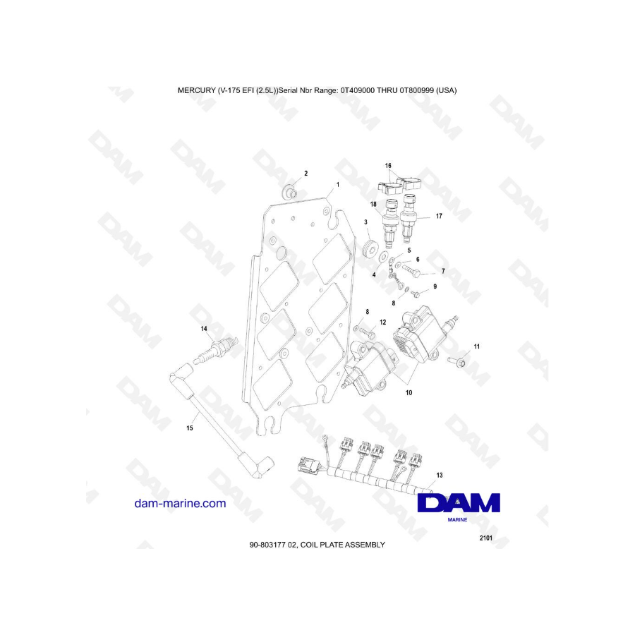 Mercury Mariner V-175 EFI (2.5L) - COIL PLATE ASSEMBLY