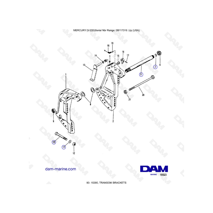 Mercury Mariner V-220 - Transom brackets