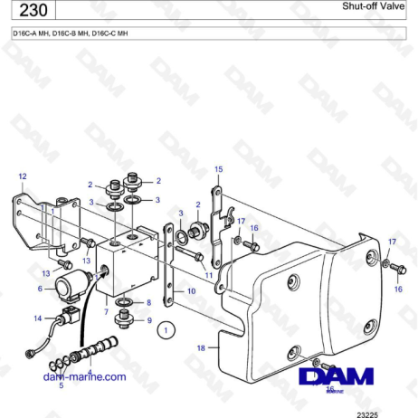 Volvo Penta D16 - Shut-off valve