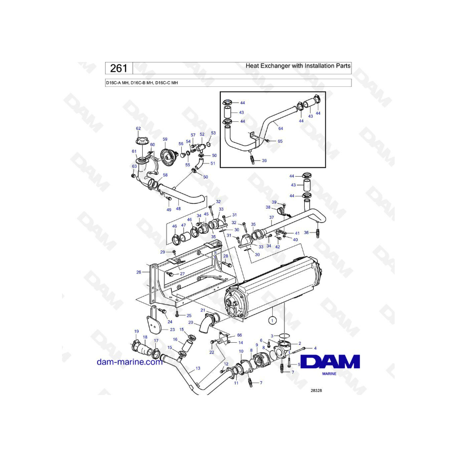 Volvo Penta D16 - Heat Exchanger with Installation Parts